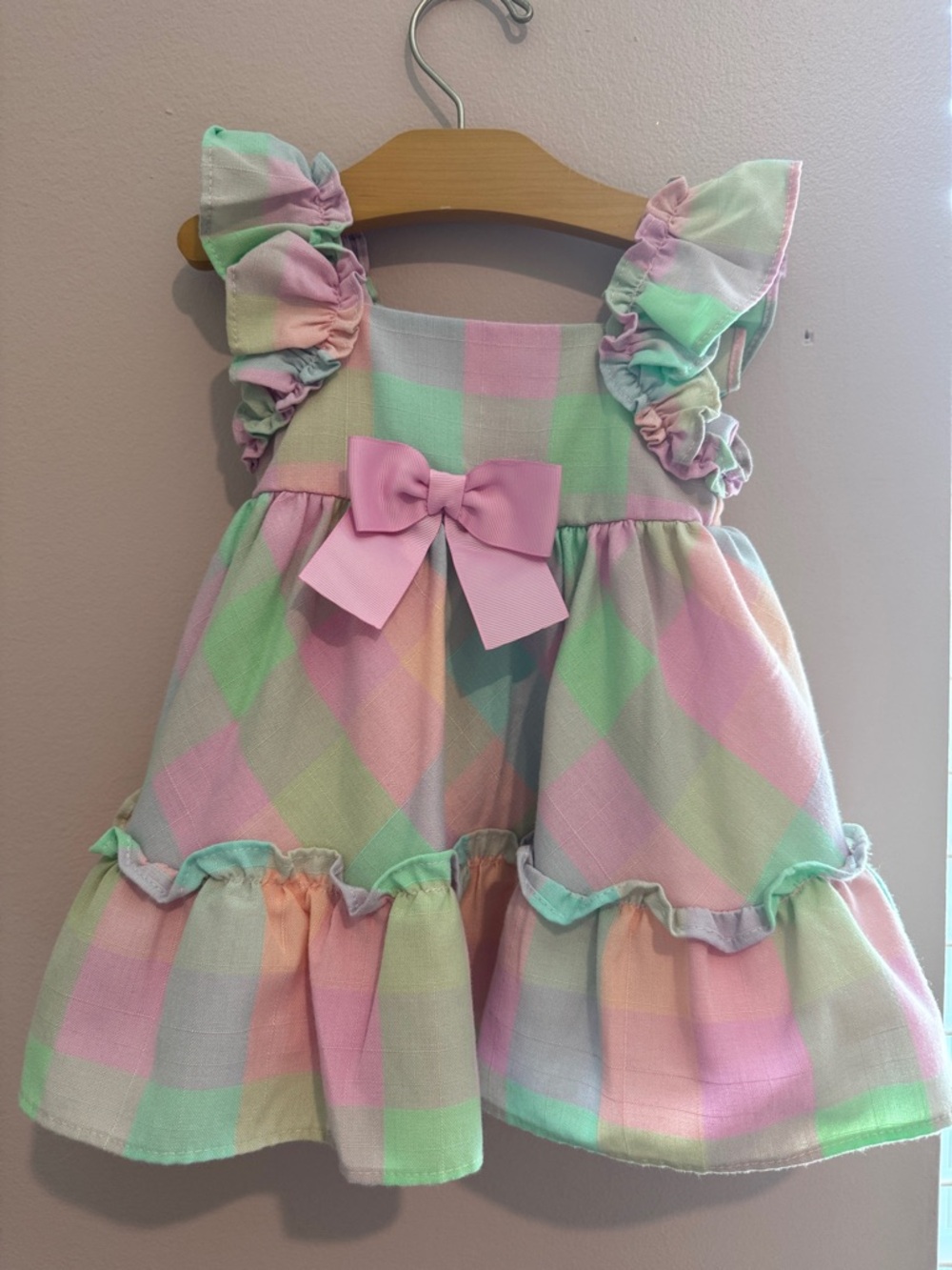 Bonnie Baby Pastel Plaid Dress in Pink, Green, Peach, Lavender